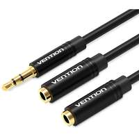 Vention m Male to 2 x 3.5 mm Female Stereo Splitter Cable 0.3 M Black Metal Type