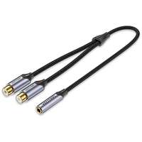 Vention Vention Cotton Braided 3.5mm Female to 2-Female RCA Audio Cable 0.3M Gray Aluminum Alloy Type