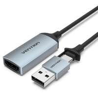 Vention Vention HDMI Female to USB-C / USB-A Male Video Capture Card 0.1M Gray