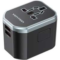 Vention Vention 3-Port USB (C + A + A) Universal Travel Adapter (20W/18W/18W) fekete