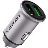 Vention Vention Two-Port USB A+A(18/18) Car Charger Gray Mini Style Aluminium Alloy Type