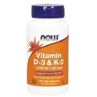 NOW® Foods NOW D3- és K2-vitamin, 1000 NE / 45 ug, 120 gyógynövényes kapszula
