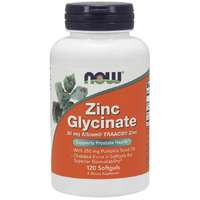 NOW® Foods NOW Zinc Glycinate , Cink-biszglicinát + tökolaj, 30 mg, 120 lágygél kapszula