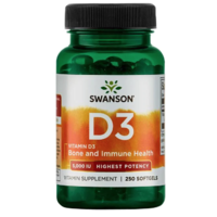 Swanson Swanson D3-vitamin, 5000 NE, nagyobb hatékonyságú, 250 lágyzselés kapszula