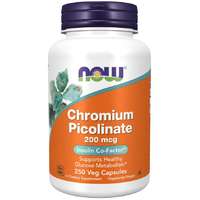 NOW® Foods NOW Chromium Picolinate, Króm-pikolinát, 200 mcg, 250 növényes kapszula