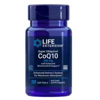 Life Extension Élethosszabbító Super Ubiquinol CoQ10 fokozott mitokondriális támogatással, Q10 koenzim, 200 mg, 30 kapszula A szív, a látszólagos mitokondriumok és…