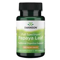Swanson Swanson Papaya Leaf, Papaya Leaf, 400 mg, 60 kapszula Étrend-kiegészítő