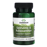 Swanson Swanson Organic Spirulina & Astaxanthin, 120 növényi tabletta Étrend-kiegészítő