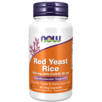 NOW® Foods NOW Red Yeast Rice & CoQ1O, Red Yeast Rice CoQ10, 600 mg, 60 Növényi kapszula Étrend-kiegészítő