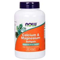 NOW® Foods NOW kalcium és magnézium, D-3-vitaminnal és cinkkel, kalcium + magnézium + D3-vitamin és cink, 120 lágygél kapszula