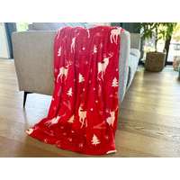  KARÁCSONYI piros karácsonyi mikroplüss takaró Méret: 200 x 220 cm