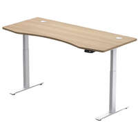  Hi5 elektromosan állítható magasságú íróasztal - 2 szegmensű, memóriavezérlővel - fehér konstrukció, tölgyfa asztallap