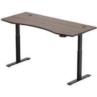  Hi5 elektromosan állítható magasságú íróasztal - 2 szegmensű, memóriavezérlővel - fekete konstrukció, diófa asztallap