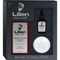  Lilien Men-Art Beard & Hair & Body Shampoo univerzális sampon 250 ml + tápláló olaj 30 ml + hajformázó viasz hajra és szakállra 45 g ajándékkészlet