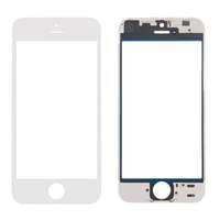  tel-szalk-02640 Üveg előlap, kerettel - LCD kijelző részegység nem-touch iPhone 5S fehér OEM(Cold Press)
