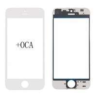  tel-szalk-02658 Üveg előlap, kerettel - LCD kijelző részegység nem-touch iPhone 5 fehér OEM(Cold Press)