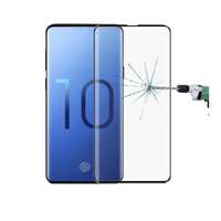  Temp-glass006035 Samsung Galaxy S10 Plus fekete 3D-teljes (körbe ragasztó) lefedettséget biztosító Karcálló, ütésálló kijelzővédő üvegfólia, 9H tempered glass, törlőkendővel