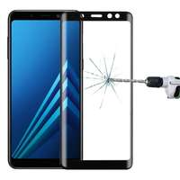  Temp-glass631065 Samsung Galaxy A8 (2018) fekete 3D-teljes lefedettséget biztosító Karcálló, ütésálló kijelzővédő üvegfólia, 9H tempered glass, törlőkendővel