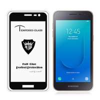  Temp-glass631340 Samsung Galaxy J2 Core teljes lefedettséget biztosító Karcálló, ütésálló kijelzővédő üvegfólia fekete kerettel, tempered glass, törlőkendővel