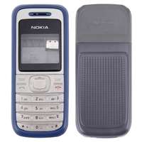  tel-szalk-018234 Nokia 1200 / 1208 / 1209 teljes burkolat (előlap, középső keret, hátlap) kék