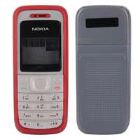  tel-szalk-018235 Nokia 1200 / 1208 / 1209 teljes burkolat (előlap, középső keret, hátlap) piros