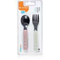 BabyOno BabyOno Be Active Stainless Steel Spoon and Fork étkészlet Pastel 12 m+ 2 db