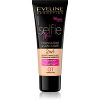 Eveline Cosmetics Eveline Cosmetics Selfie Time alapozó és korrektor 2 az 1-ben árnyalat 01 Porcelain 30 ml