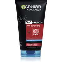 Garnier Garnier Pure Active 3 az 1-ben tisztító fekete maszk, bőrradír és gél aktív szénnel a mitesszerek ellen, zsíros és problémás bőrre, 150 ml 150 ml