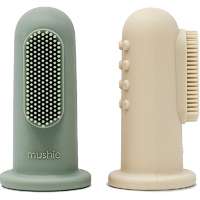 Mushie Mushie Finger Toothbrush ujjra húzható fogkefe gyermekeknek Shifting Sand/Cambridge Blue 2 db