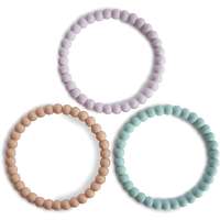 Mushie Mushie Pearl Teething Bracelet rágóka Lilac/Cyan/Soft Peach 3 db