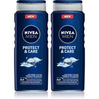 Nivea Nivea Men Protect & Care tusfürdő gél arcra, testre és hajra 2 x 500 ml (takarékos kiszerelés)