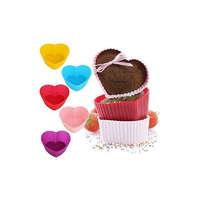 NapiKütyü 12 részes színes szilikon muffin sütőforma - szív alakú