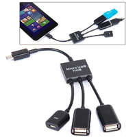 NapiKütyü 3 az 1-ben Micro USB HUB DUPLA USB 2.0 OTG ADAPTER