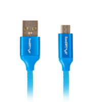 Lanberg Lanberg Premium micro USB-B apa - USB-A apa 2.0 Adat és töltő kábel - Kék (1m) (CA-USBM-20CU-0010-BL)