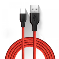 Cellect Cellect USB-A - Type-C szövetborítású adatkábel 1m piros-fekete (MDCU-TEXT-TYPEC-R) (MDCU-TEXT-TYPEC-R)