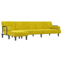 vidaXL sárga L-alakú bársony kanapéágy 260x140x70 cm (3157246)