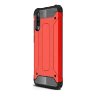 TokShop OnePlus 7, Műanyag hátlap védőtok, Defender, fémhatású, piros (89359)