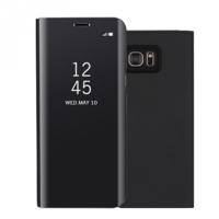 TokShop Samsung Galaxy S7 Edge SM-G935, Oldalra nyíló tok, hívás mutatóval, Smart View Cover, fekete (utángyártott) (RS74925)