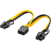 Goobay Goobay 8pin anya - 2x 6+2pin apa PCIe Tápegység kábel 0.46m - Fekete/Sárga (60000)