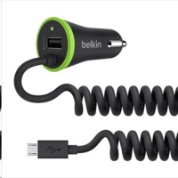 Belkin Belkin 3.4A / 17 Watt autós töltő USB port + integrált micro-USB kábel (F8M890bt04-BLK) (F8M890bt04-BLK)