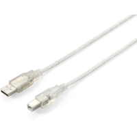 Equip Equip USB Kabel 2.0 A-B St/St 1.0m transparent Polybeutel (128653)