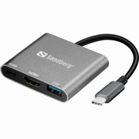 SANDBERG HUB 3Port Sandberg USB2.0/USB3.0/HDMI passiv Silver (136-00)