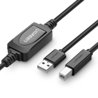 UGREEN UGREEN US122 aktív USB 2.0 AB kábel nyomtatóhoz, 15 m (fekete (10362) (UG10362)