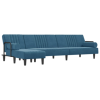 vidaXL kék L-alakú bársony kanapéágy 260x140x70 cm (3157241)