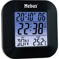 Mebus Rádiójel vezérelt digitális ébresztőóra, fekete, Mebus 51510 (51510)