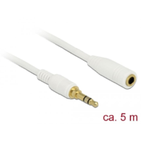 DeLock Delock sztereó jack hosszabbító kábel 3,5 mm 3-tűs apa > anya 5m fehér (85591) (DE85591)