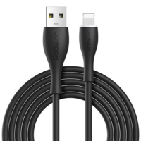 Joyroom USB töltő- és adatkábel, Lightning, 100 cm, 2400 mA, törésgátlóval, gyorstöltés, Joyroom Bowling M8, S-1030M8, fekete (RS122206)