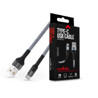Maxlife Maxlife USB - USB Type-C adat- és töltőkábel 1 m-es szövet vezetékkel - Maxlife MXUC-01 USB Type-C Cable - 5V/2A - szürke/fekete (TF-0176)