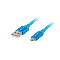 Lanberg Lanberg Premium micro USB-B apa - USB-A apa 2.0 Adat és töltő kábel - Kék (1,8m) (CA-USBM-20CU-0018-BL)