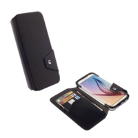 Krusell KRUSELL FlipWallet KALMAR tok álló, bőr hatású (FLIP, oldalra nyíló, bankkártya tartó) FEKETE [Samsung Galaxy S6 (SM-G920)] (76137)